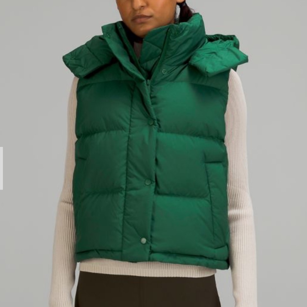 NWT Lululemon Wunder Puff Cropped Vest Everglade Green Size 2